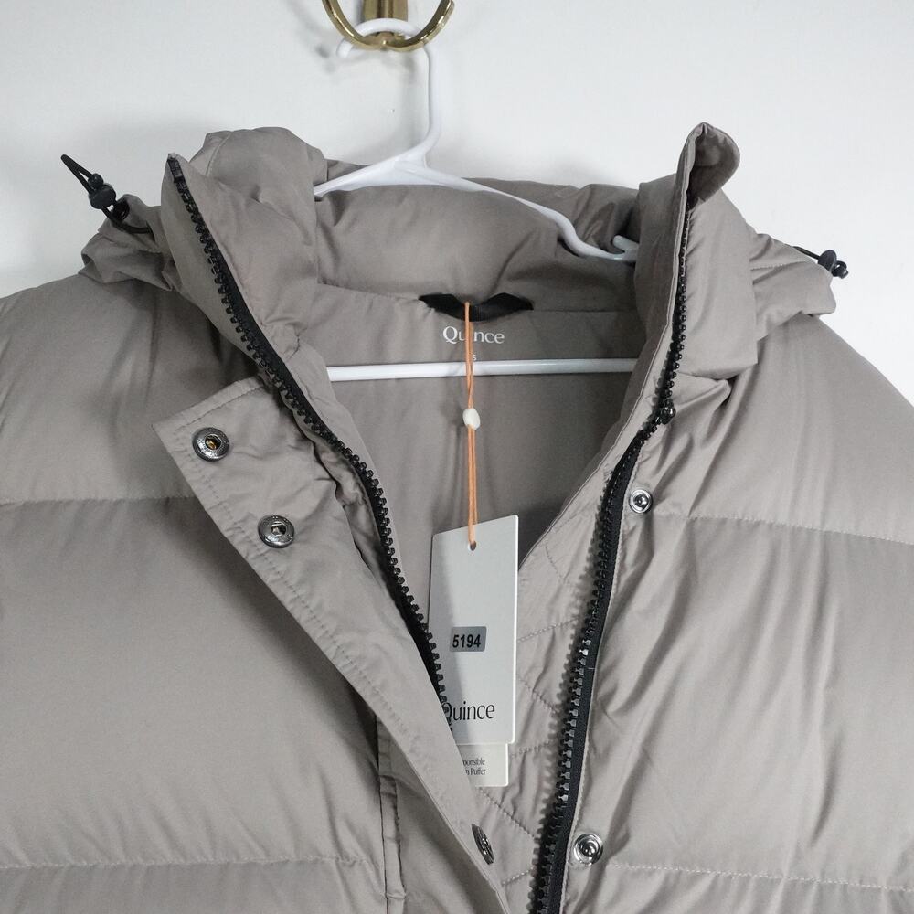 New Quince Women's Small Responsible Down Long Puffer Jacket Morel Gray 0177 - Picture 5 of 10